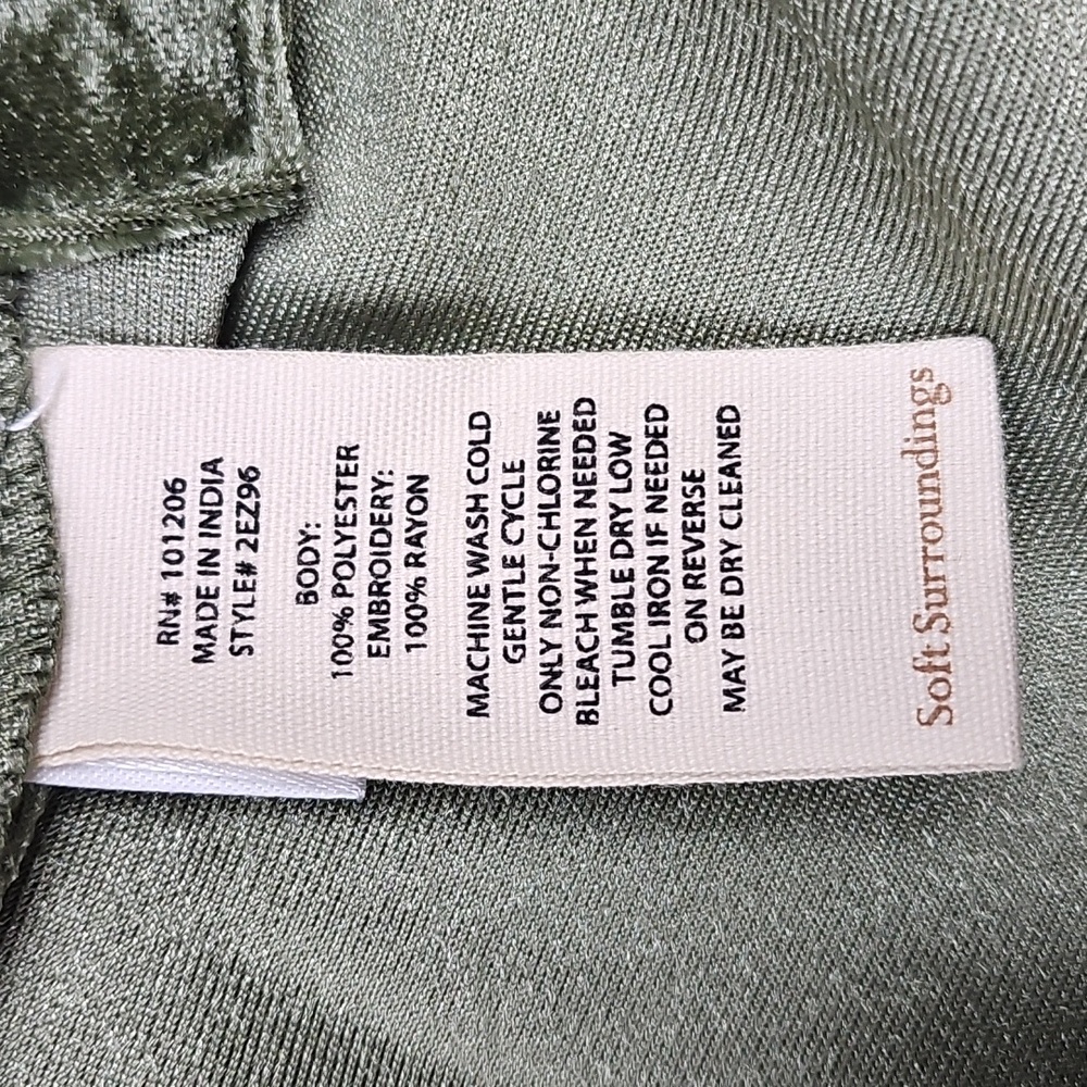 Soft Surroundings Olive Green Velvet Embroidered Tunic - Picture 13 of 16